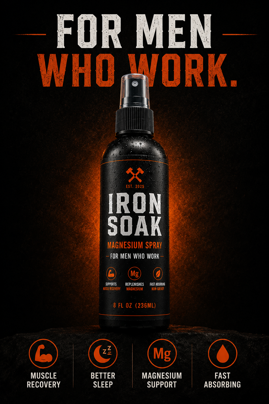 Iron Soak Magnesium Recovery Spray — For Men Who Work