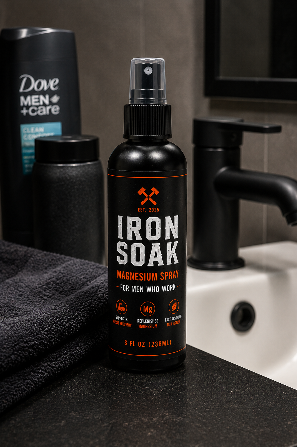 Iron Soak Magnesium Recovery Spray — For Men Who Work