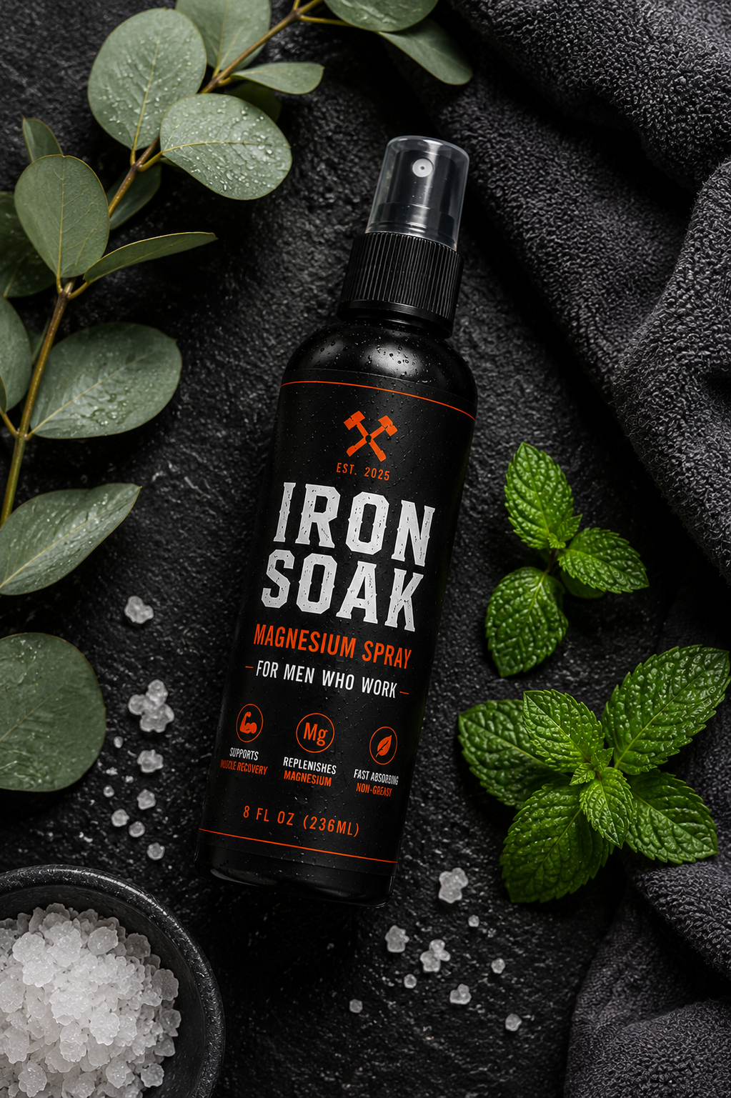 Iron Soak Magnesium Recovery Spray — For Men Who Work
